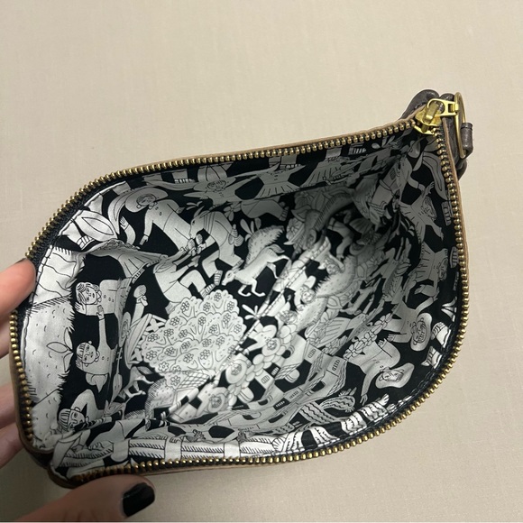 Maya Moon Handmade One-of-a-Kind Recycled Leather Clutch Wristlet Brown Copper - Picture 2 of 16